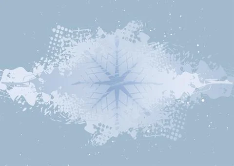 Light blue winter background with grunge snowflake Stock Illustration