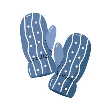 Light blue winter mittens with white dot pattern vector cozy knitted hand war Stockillustratie
