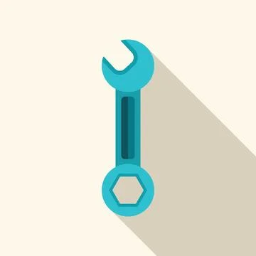 Light blue wrench icon with drop shadow effect representing construction an.. Stock Illustration