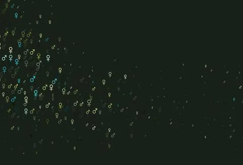 Light blue, yellow vector backdrop with gender signs. Stock Illustration