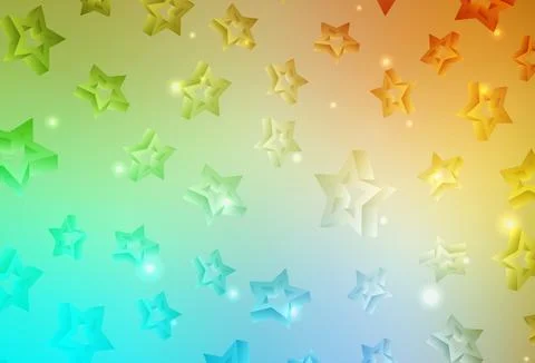 Light Blue, Yellow vector backdrop with small and big stars. Stock Illustration