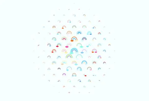 Light Blue, Yellow vector backdrop with rainbows, clouds. Illustrazione stock