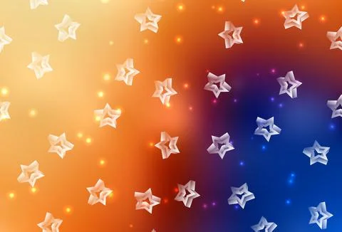 Light Blue, Yellow vector backdrop with small and big stars. Stock Illustration
