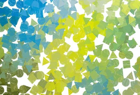 Light blue, yellow vector background with triangles, circles, cubes. Ilustración de archivo
