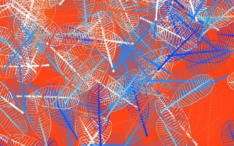 Light Blue, Yellow vector doodle layout with leaves. Stock Illustration