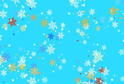 Light Blue, Yellow vector layout with bright snowflakes. Stock Illustration