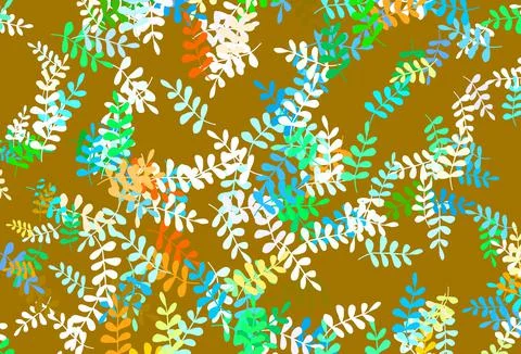 Light Blue, Yellow vector natural pattern with leaves. Stock Illustration