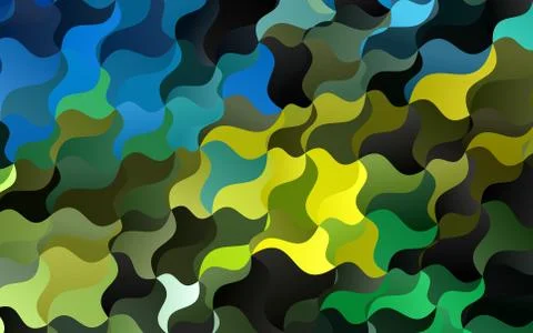 Light Blue, Yellow vector pattern with curved circles. Stock Illustration