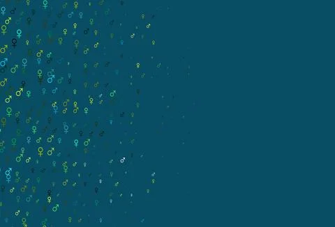Light blue, yellow vector pattern with gender elements. Illustrazione stock