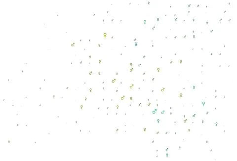 Light blue, yellow vector pattern with gender elements. Stock Illustration