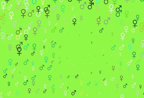 Light blue, yellow vector pattern with gender elements. Stock Illustration