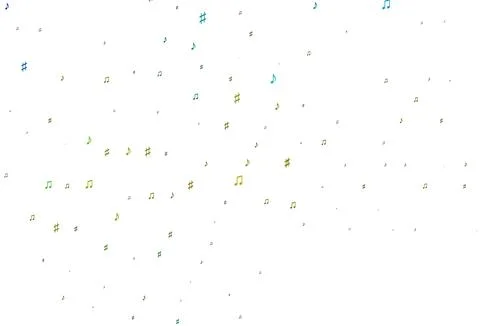 Light Blue, Yellow vector pattern with music elements. Stock Illustration