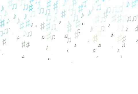 Light Blue, Yellow vector pattern with music elements. Stock Illustration