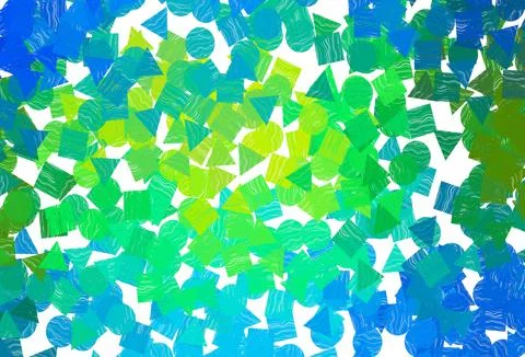 Light blue, yellow vector template with crystals, circles, squares. Stock Illustration