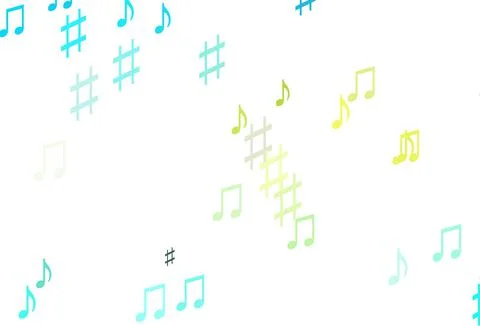 Light Blue, Yellow vector texture with musical notes. Stock Illustration