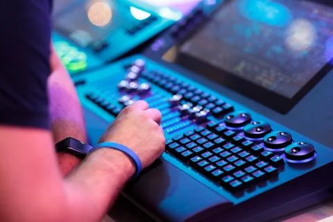 Light board operator working Stock Photos