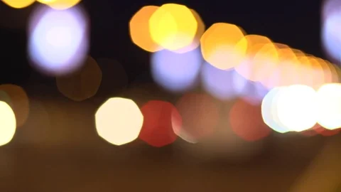 Light Bokeh on Road at Night Stock Footage 74597840