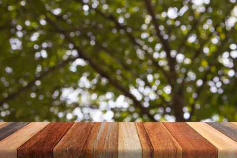 Light bokeh from tree on table Stock Photos