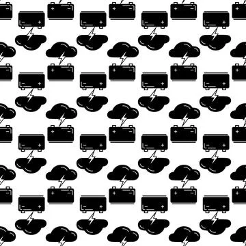 Light bolt battery pattern seamless vector Stock Illustration