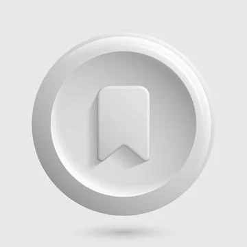 Light Bookmark Icon. White Isolated 3D Object. Favorites Button Stock Illustration