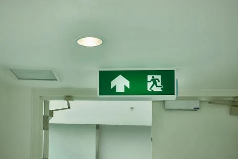 Light box fire exit in the building. Foto stock