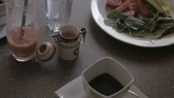 Light breakfast with coffee Stock Footage 85898405