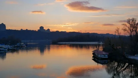 Light breeze on river water surface at sunset Stock Footage 105531879