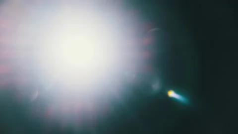 The Light of a Bright Flashlight Directed at the Camera Moves From Side to Side Stock Footage 236279781