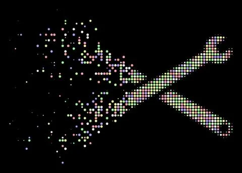 Light Broken Pixelated Halftone Wrenches Icon 스톡 일러스트