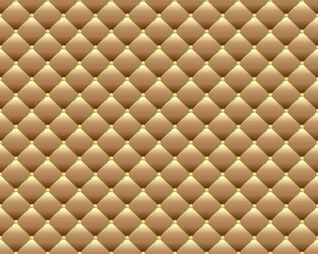 Light brown diamond shape upholstery luxury background with golden buttons .. Illustrazione stock