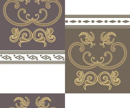 Light brown elements in the form of curls, leaves in a seamless pattern for.. Stock Illustration