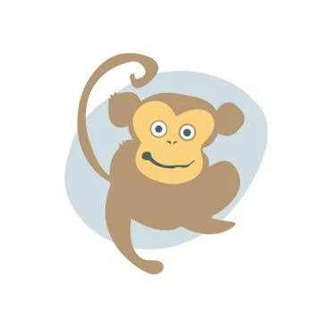 Light brown funny monkey sitting icon. Vector illustration. Illustrazione stock