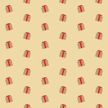 Light brown Gift boxes with red ribbon seamless pattern vector light backgrou Illustrazione stock