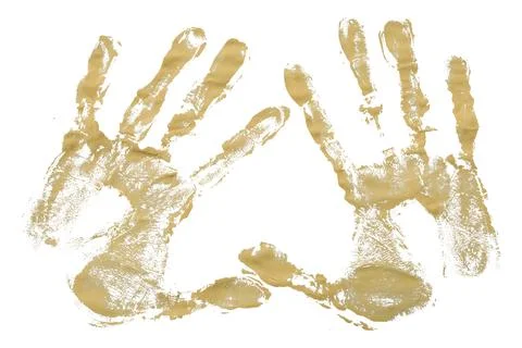 Light brown handprints isolated on white background. Stock Photos