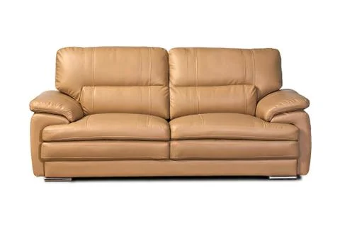 Light brown leather sofa 스톡 사진