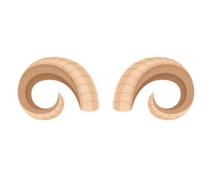 Light brown mutton horns. Vector illustration on white background. Stock Illustration