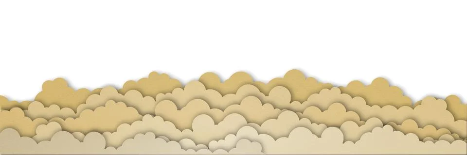 Light brown paper clouds isolated on white background. Stock Photos