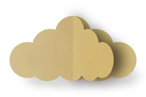 Light brown paper clouds isolated on white background. Foto stock
