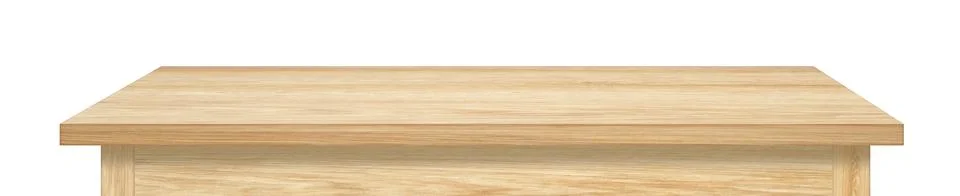 Light brown table with empty tabletop, free space surface isolated on white Stock Photos