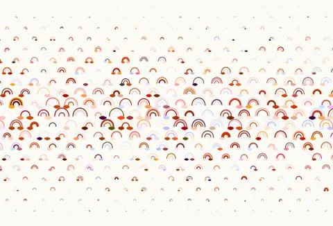 Light Brown vector backdrop with rainbows, clouds. Illustrazione stock