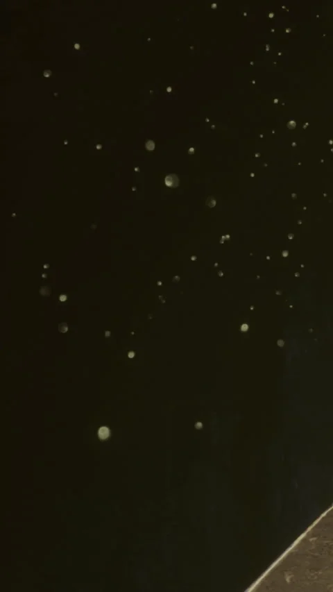Light bubbles floating in a dark space above a wooden surface Stock Footage 334726872