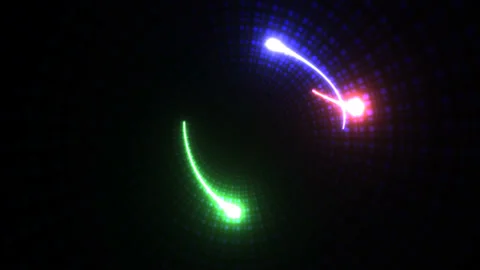 Light Bugs Glowing Balls Flying Around Inside Tech Tunnel Stock Footage 143892099