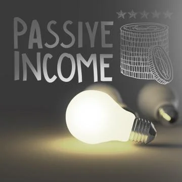 Light bulb 3d and hand drawn passive income as concept Stock Illustration