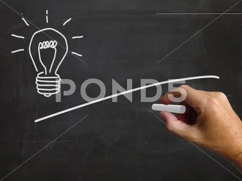Light bulb and blackboard copyspace shows ideas and blank visions Stock Illustration