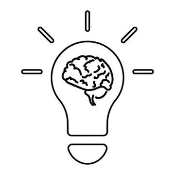 Light bulb and brain line icon, outline vector Illustrazione stock