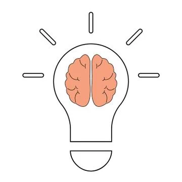Light bulb and brain line icon, outline vector Illustrazione stock