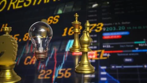 The light bulb  and chess for idea or business concept 3d rendering. Stock Illustration