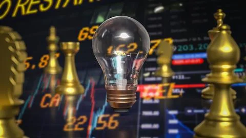 The light bulb  and chess for idea or business concept 3d rendering. Stock Illustration
