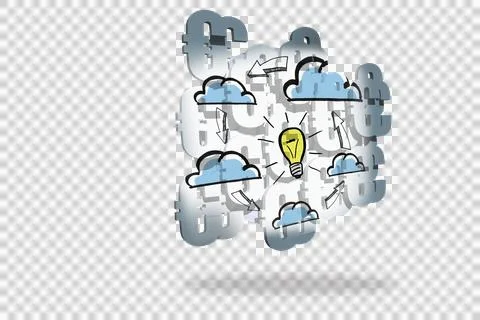 Light bulb and clouds on abstract screen Stock Photos