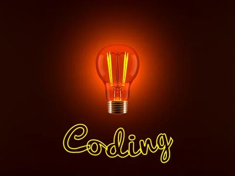 Light Bulb and Coding Stock Illustration